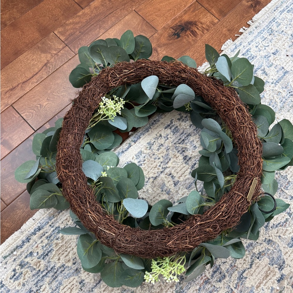 Target Faux Eucalyptus Wreath – Neutral Farmhouse Decor - Picture 2 of 2